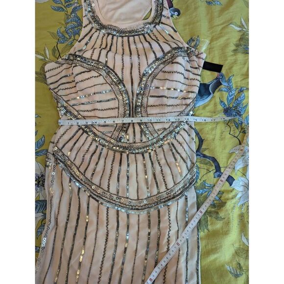 VENUS retro 20s beaded cocktail dress pink sz large nwt - Picture 5 of 7